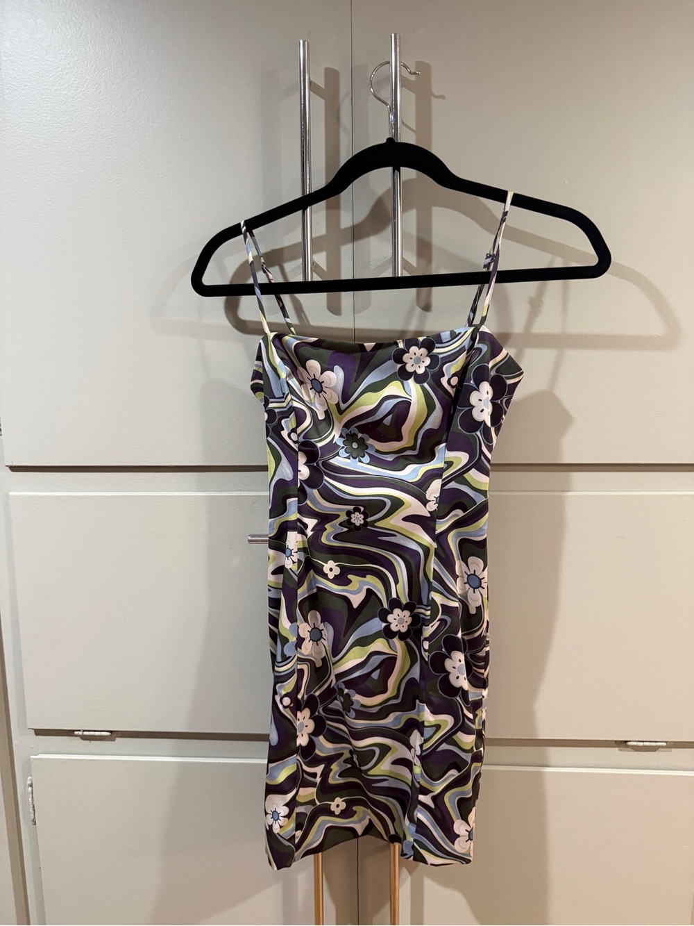 Aritzia Purple Floral Swirl Mini Slip Dress